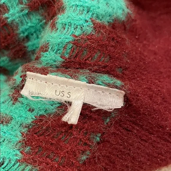 Free People Through The Motions Vest Green & Burgundy Brown Oversized Size Small - Picture 8 of 8